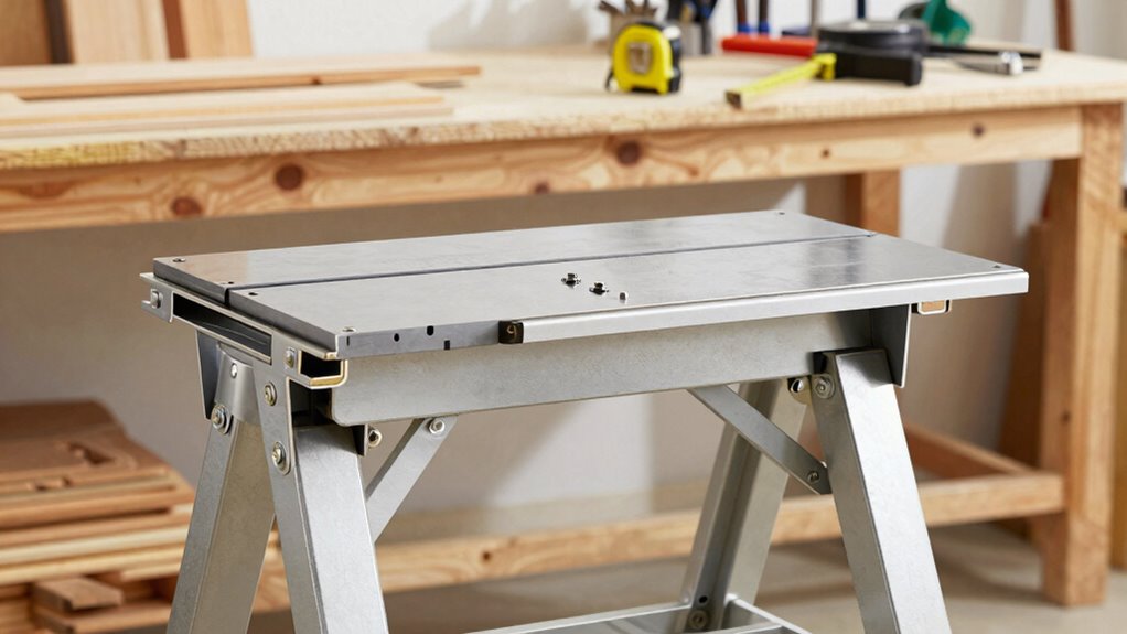 adjustable sawhorse weight height stability storage